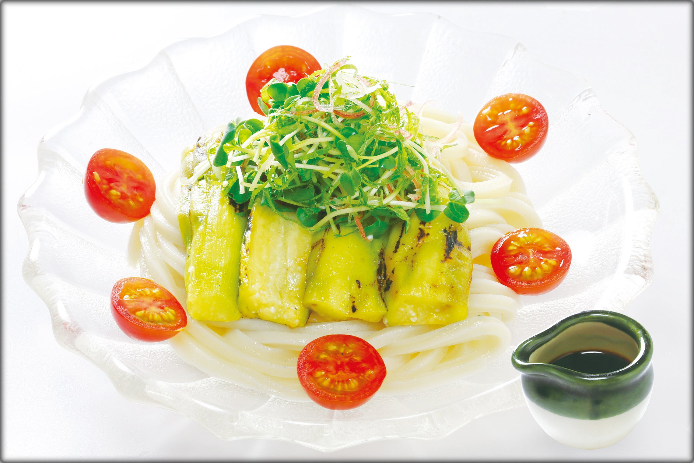 焼きなすと香味野菜うどん ～特製黒酢醤油仕立て～