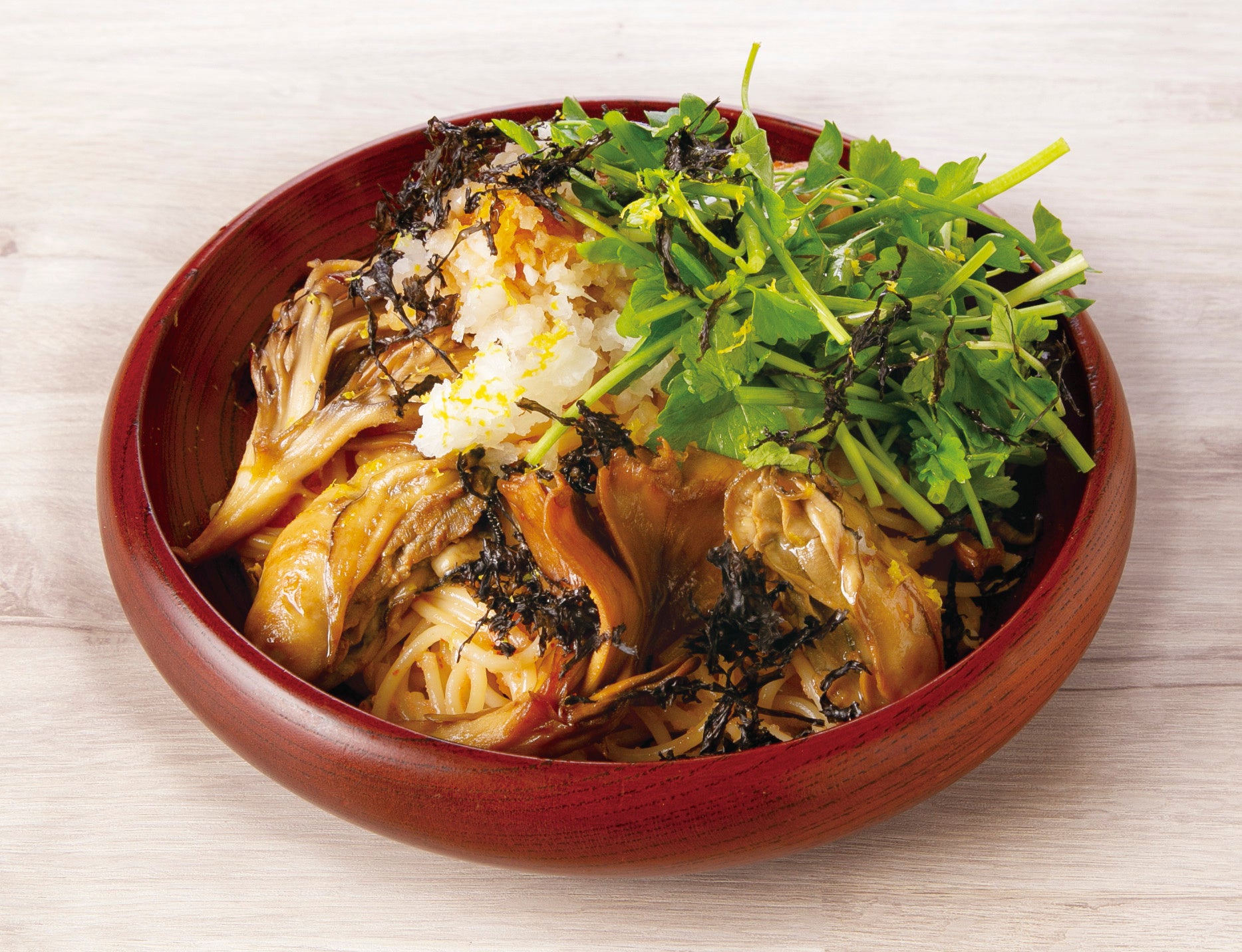 牡蠣と舞茸の明太子スパゲッティ 柚子の香り