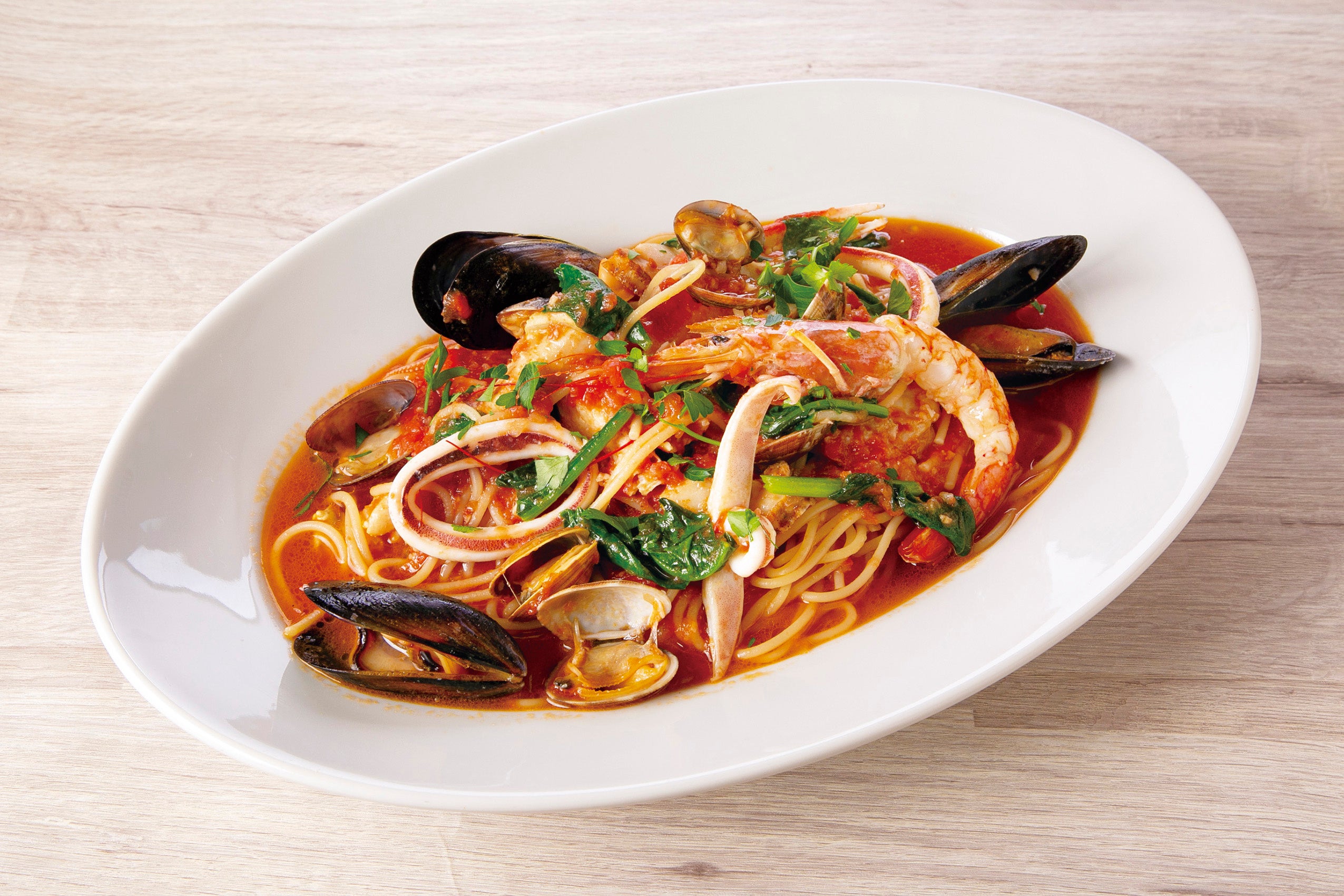 豪快 魚介のトマトソース スパゲッティ