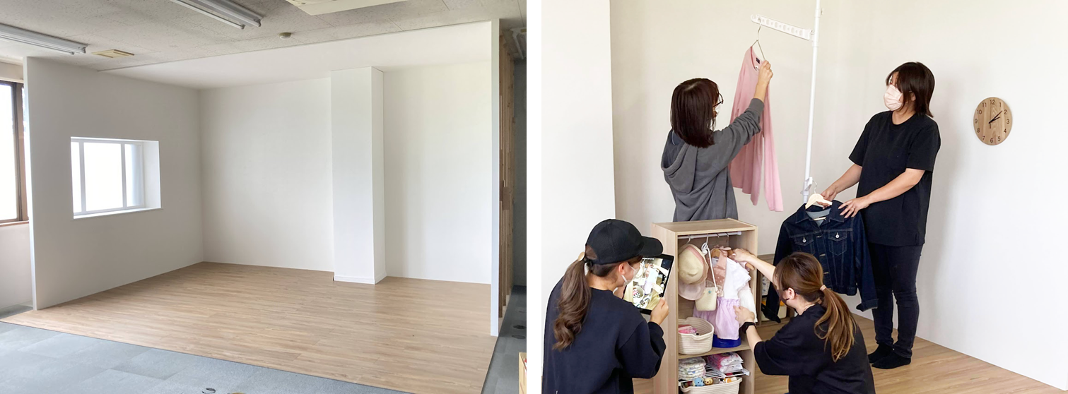 【撮影スペースと撮影の様子】