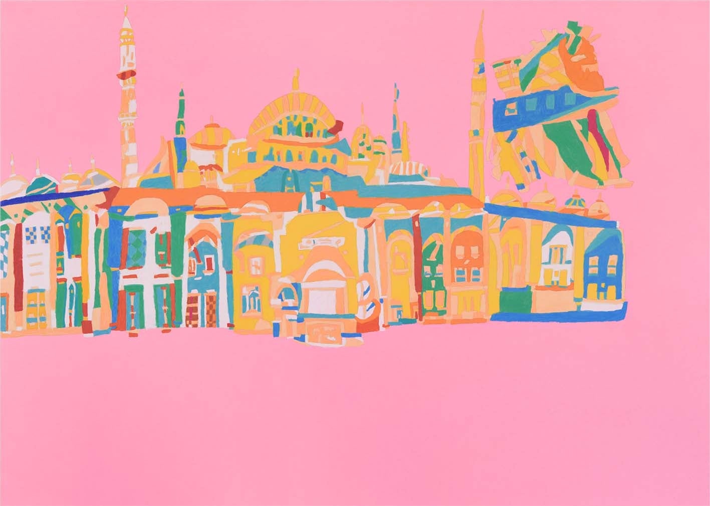 イスタンブール歴史地区 トロイの古代遺跡　色鉛筆／紙　2021　728×1030 mm