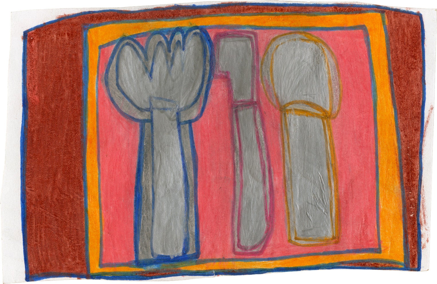 レストラン おはし ナイフ スプーン　ペン／紙　2019　297×210 mm