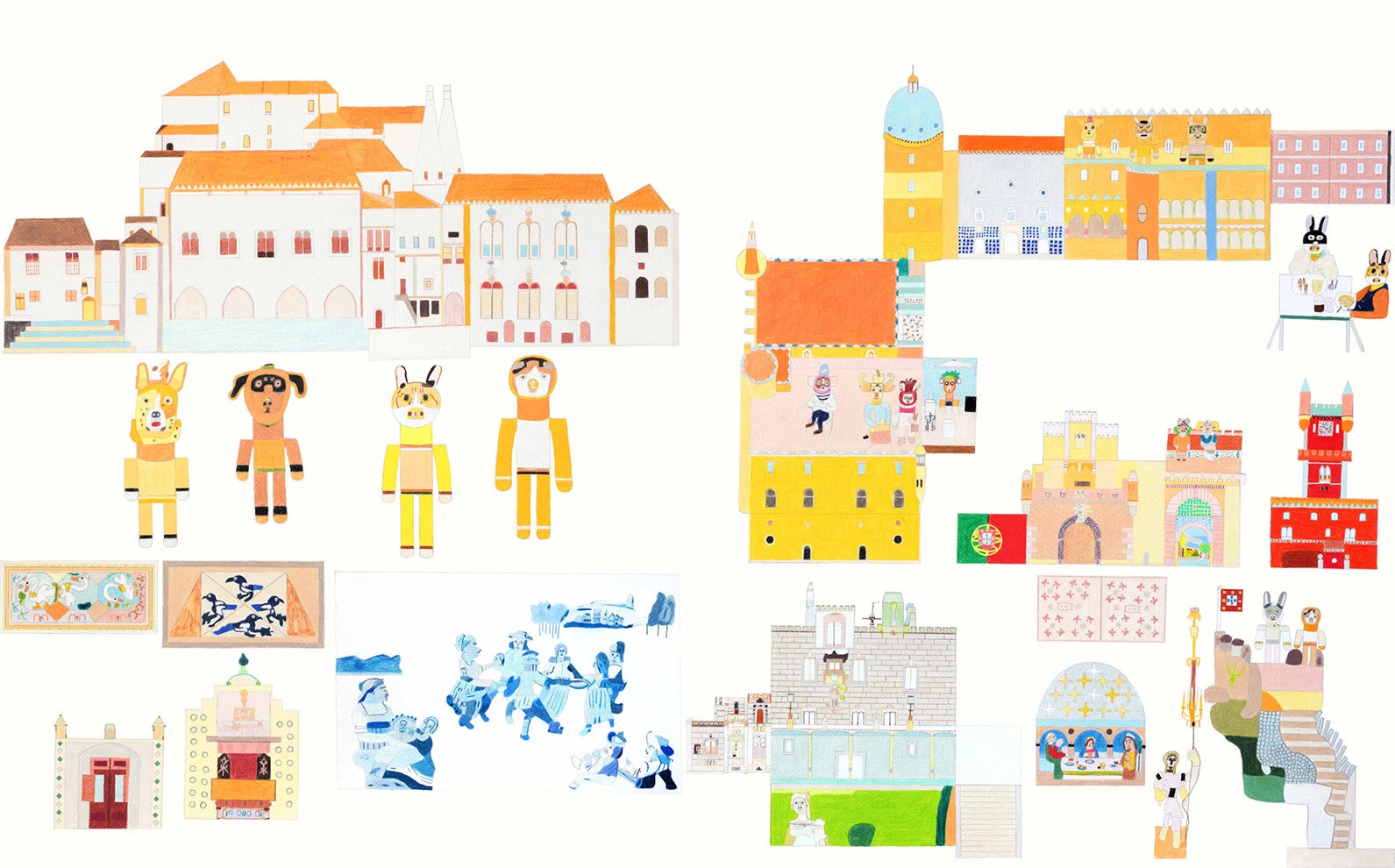 ポルトガル シントラの世界遺産　ペン、色鉛筆／紙　2022　1303×803 mm