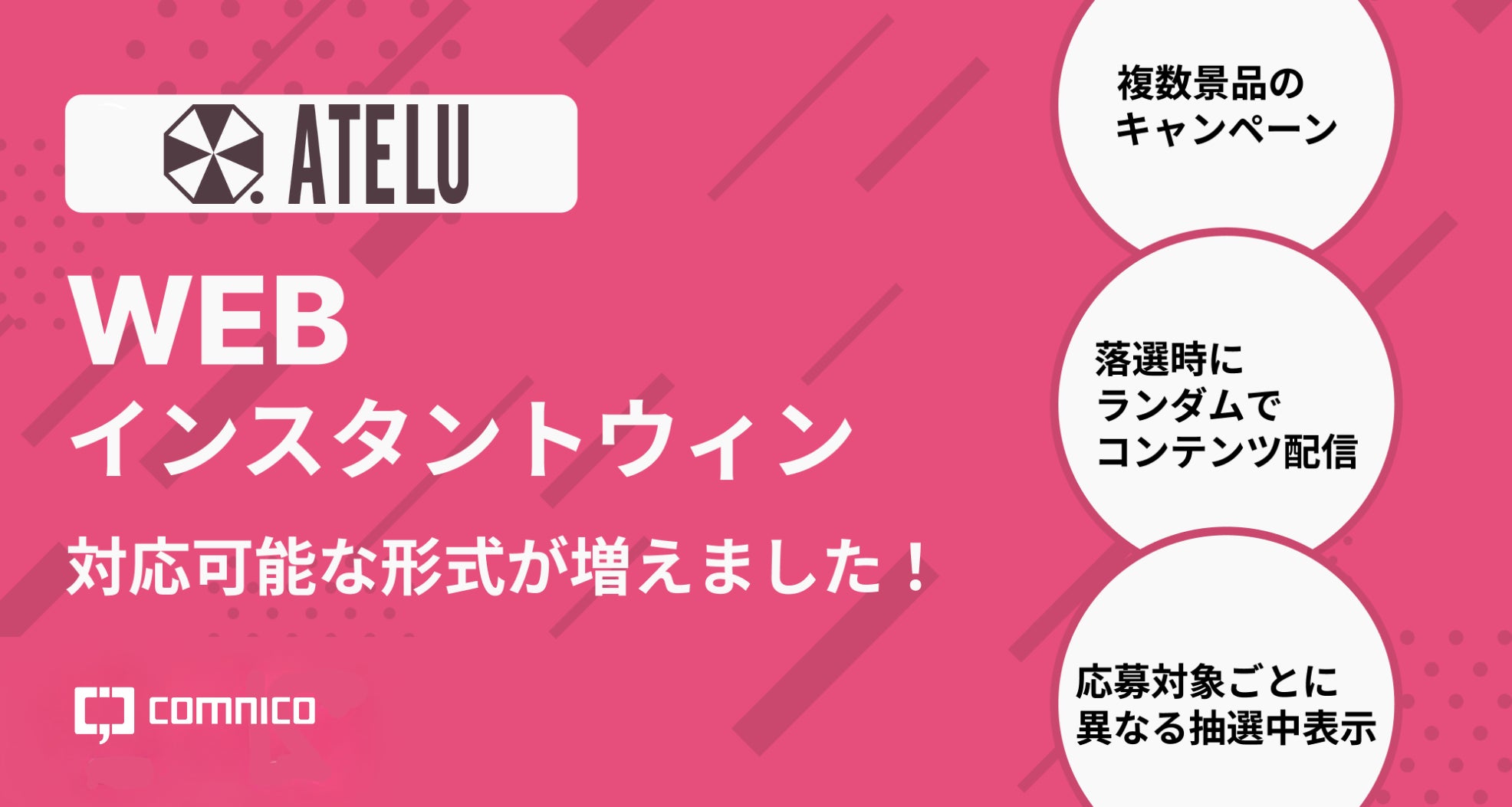 SNSキャンペーンツール「ATELU(アテル)」にWEBインスタントウィンキャンペーンで当選・落選ページを複数作成できる機能を追加