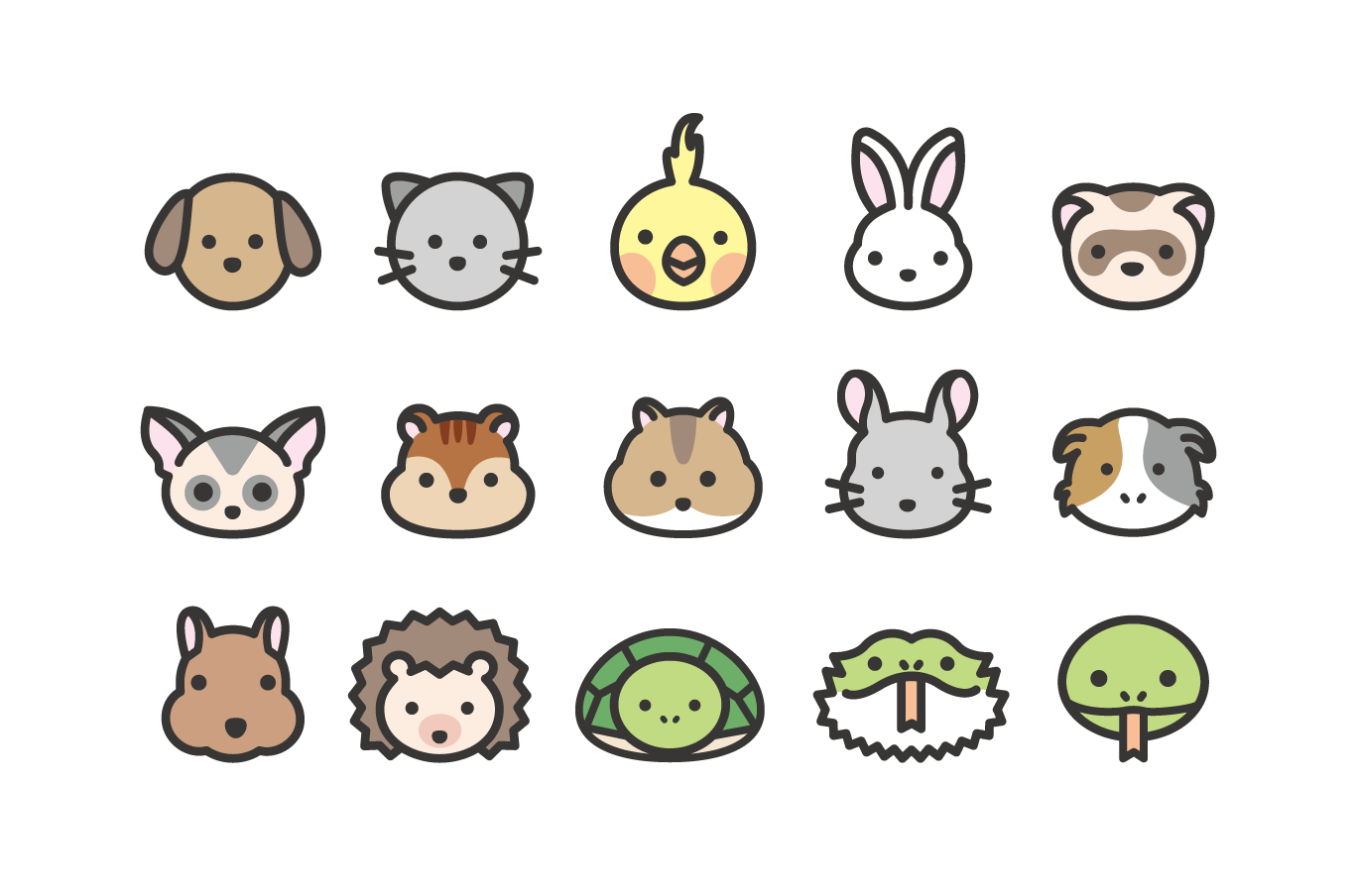 ▲「アニコム オリジナル防災手帳」対象のペット15種（犬・猫・鳥・うさぎ・フェレット・モモンガ・リス・ハムスター・チンチラ・モルモット・ネズミ・ハリネズミ・カメ・トカゲ・ヘビ）