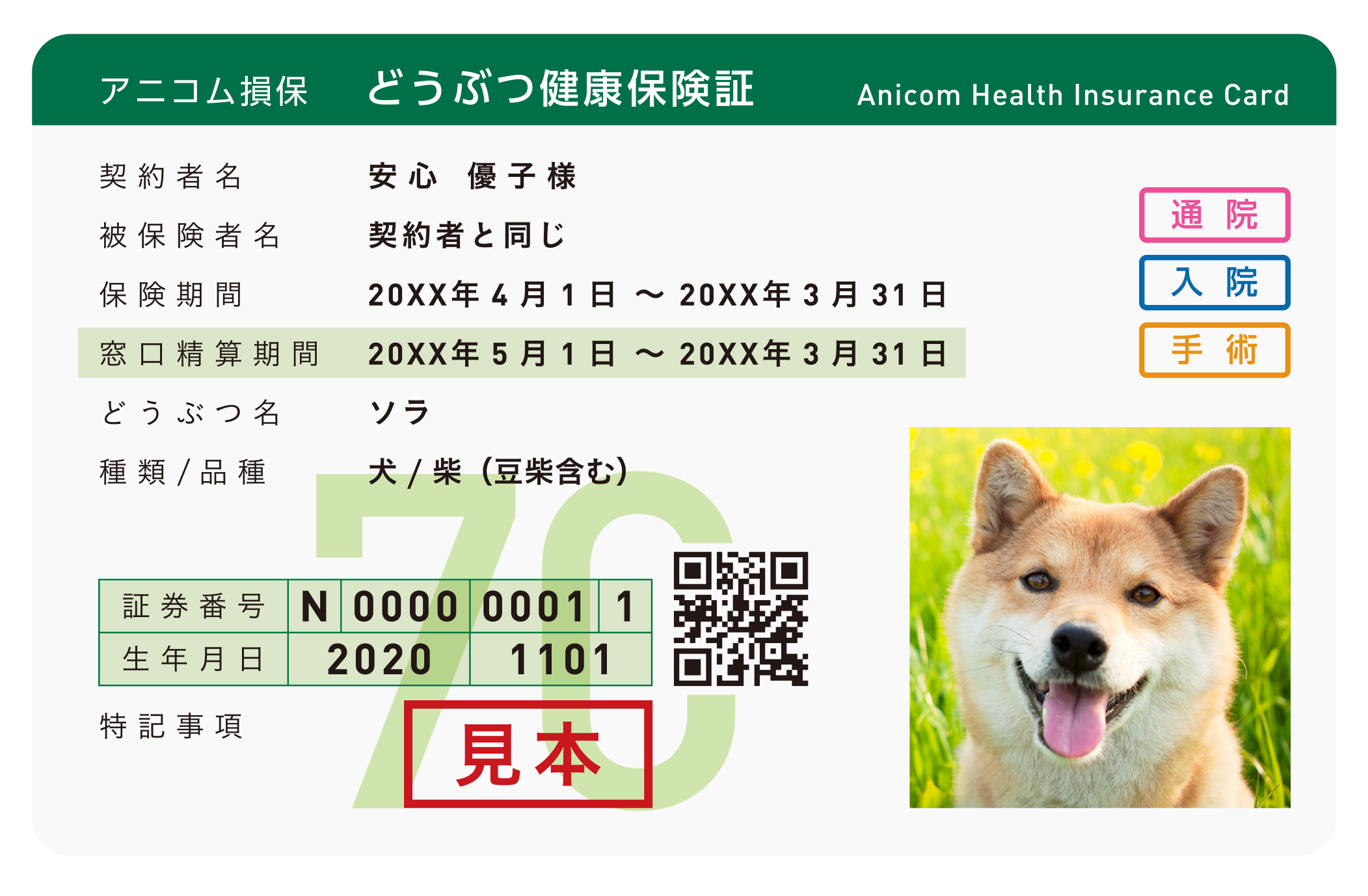 ▲アニコム損保の「どうぶつ健康保険証」