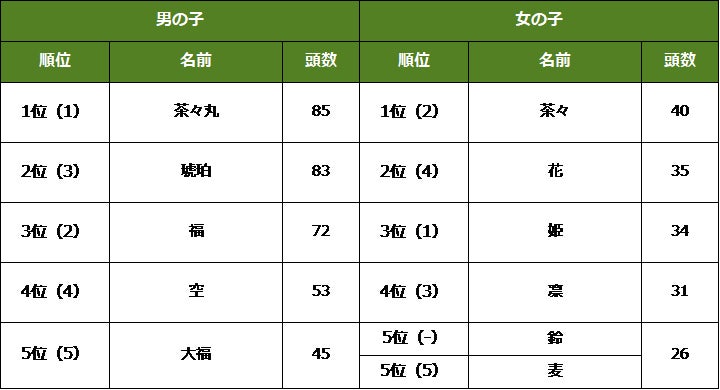 ※( )内は昨年順