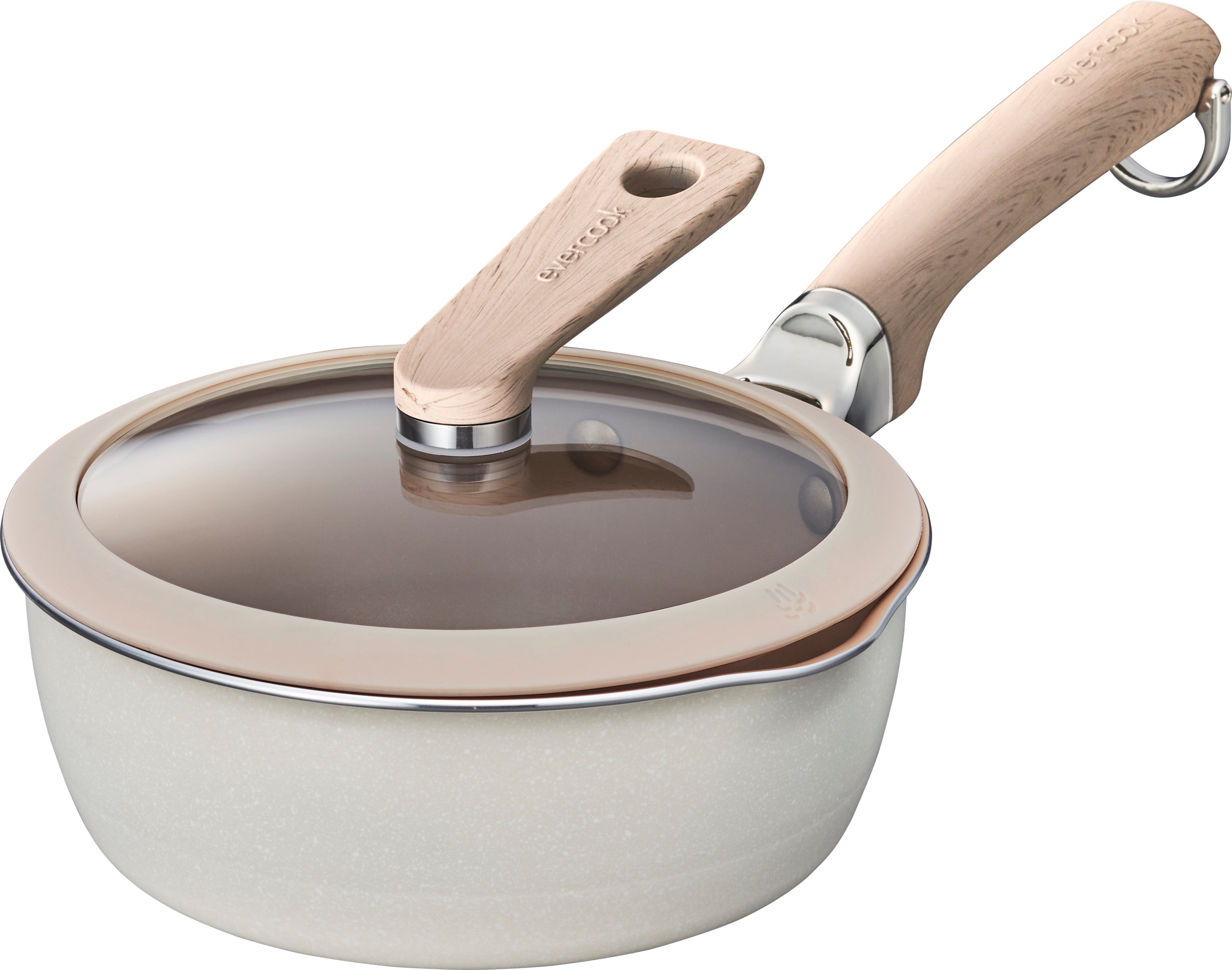 evercook DECOマルチパン18cmベージュ（ガラスふた付き）