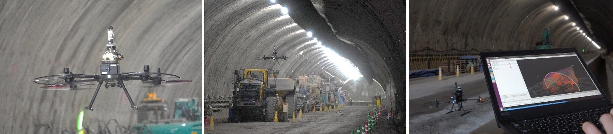 図1 トンネル坑内のドローン自律飛行