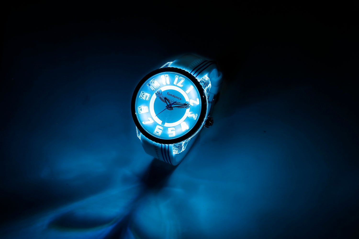 Glowing in light blue