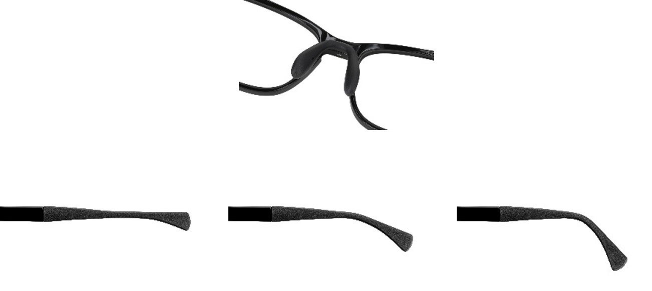 ▲かかり具合を自分で調整できる鼻パッドとラバーテンプルを採用。