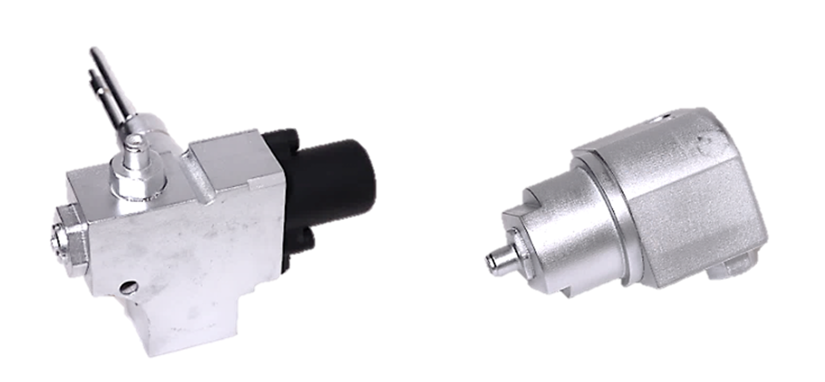 高圧水素供給バルブ（左）、高圧水素減圧弁