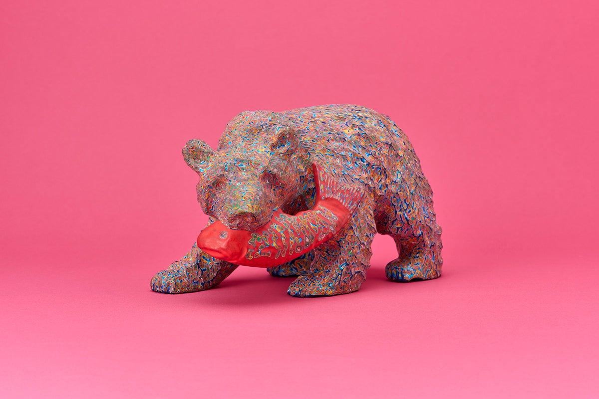 赤い魚とクマ 幅27×奥行14×高さ16cm （ 2023年）