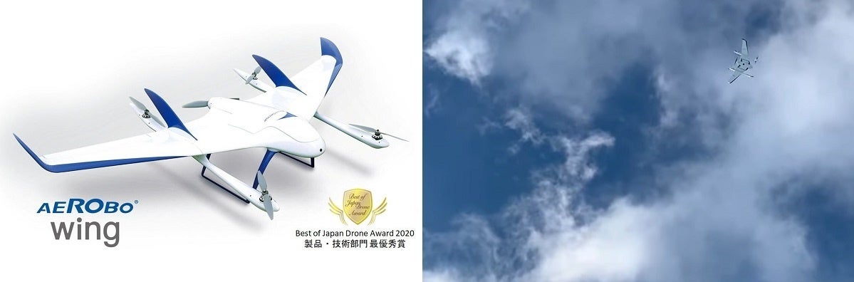 図1 エアロセンスのエアロボウイングとその飛行の様子