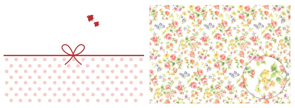 ソーシャルギフトに特別感を演出する熨斗(左)と包装紙