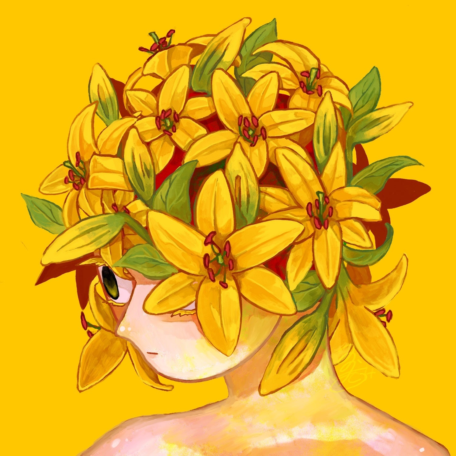 三酉かみさん作　「不安の花」