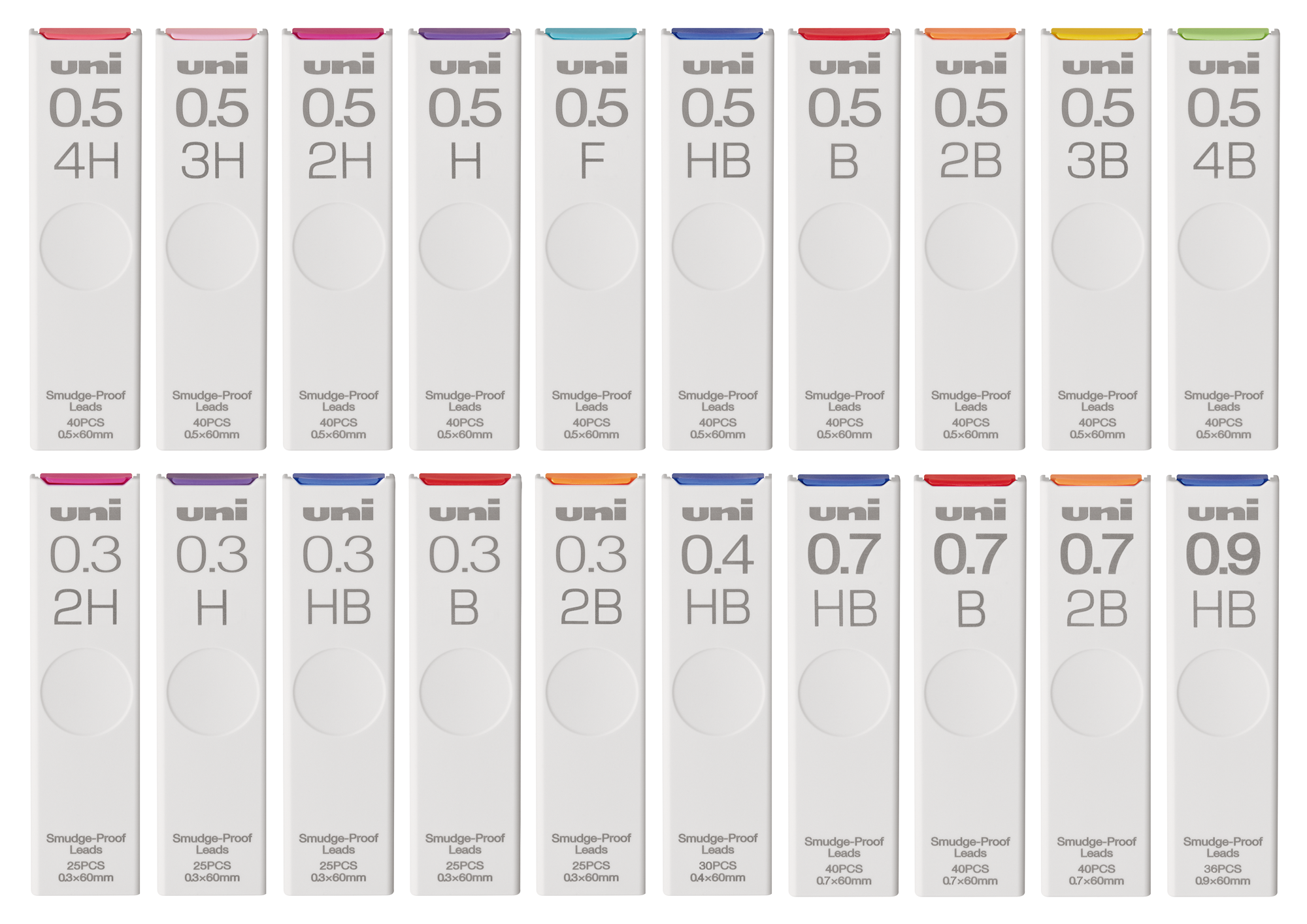 シャープ替芯『uni（ユニ）』　20種類：参考価格220円（税抜　200円）