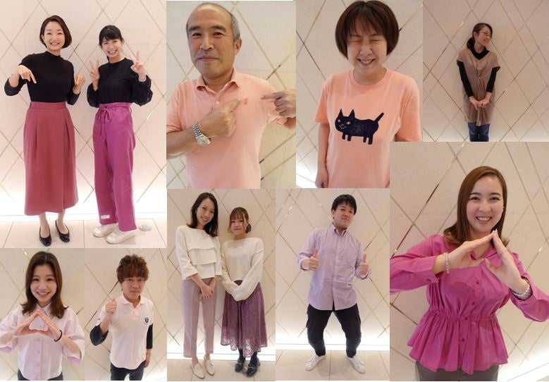 ▲2022年のピンクリボン月間に、社員皆がピンク色の服を着ることでお客様にも啓発を行いました