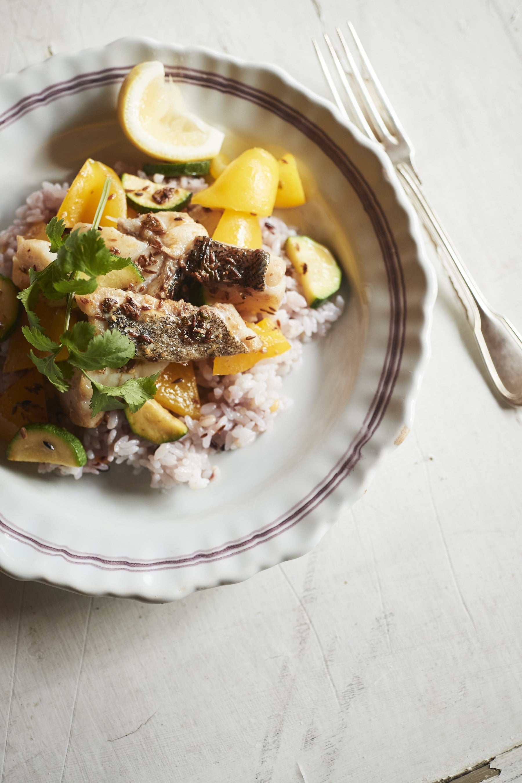 たらとカラフル野菜のスパイス炒め
