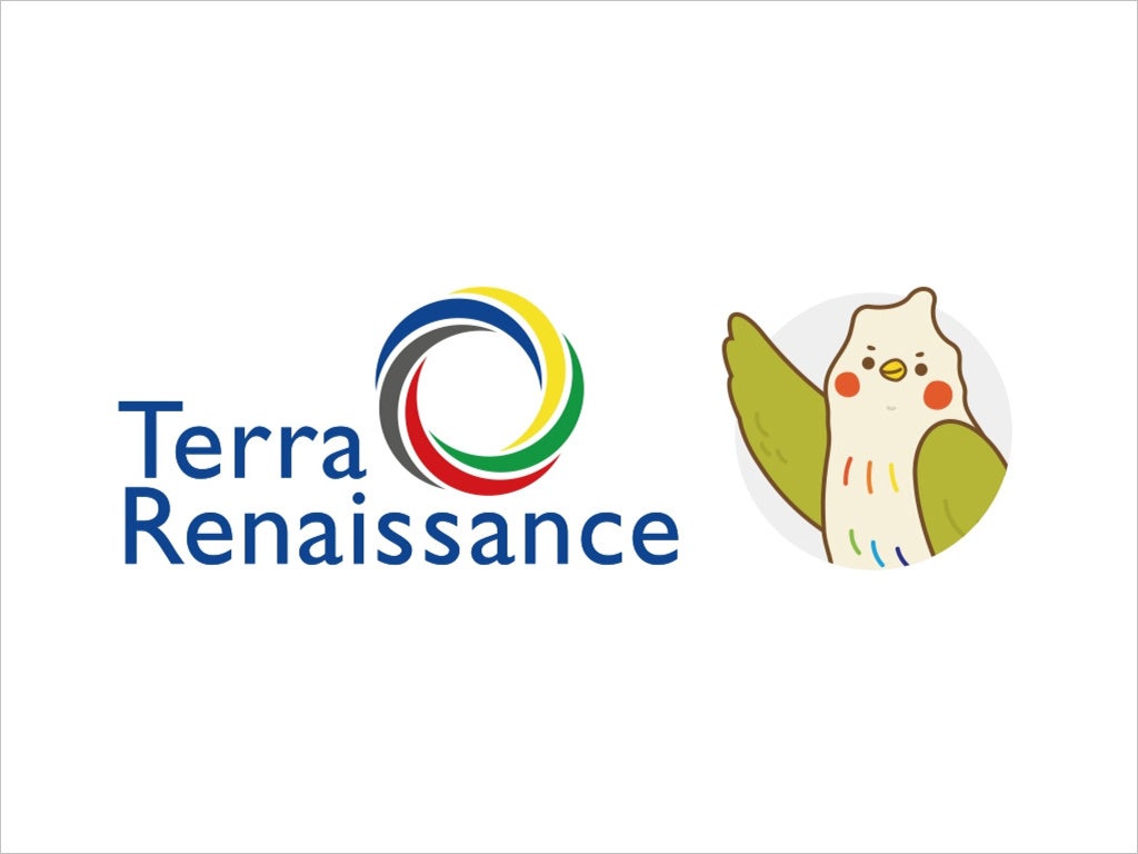 テラ・ルネッサンスロゴと泰朗全球のマスコットキャラクター「阿春」