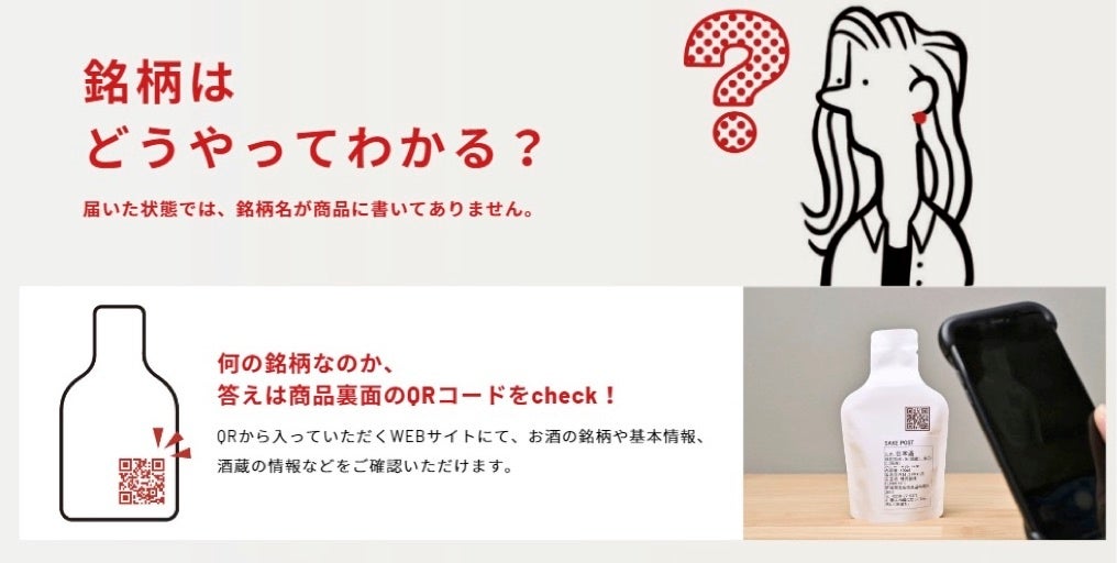 届いた日本酒の銘柄確認は、スマホを使ってQRコードから確認。インターネット経由で見るため多言語かも対応。