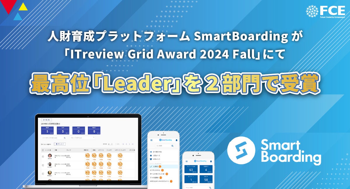 【1100社導入中!】人財育成プラットフォームSmartBoardingが「ITreview Grid Award 2024 Fall 」にて 最高位「Leader」を2部門で受賞