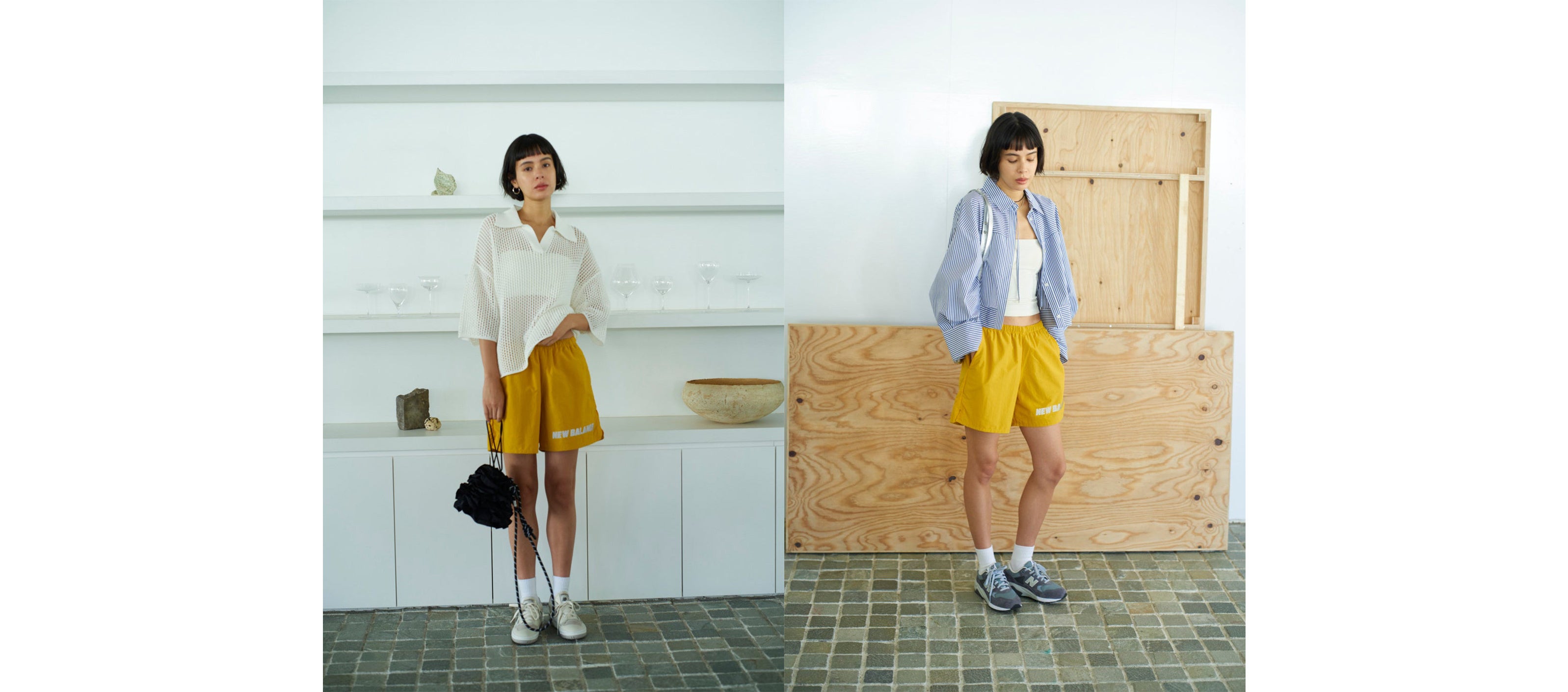 new balance イエロー長袖シャツと迷彩スカートセット new balance イエロー長袖シャツと迷彩スカートセット