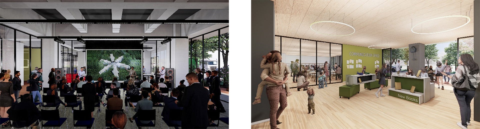 イノベーションファクトリー（左）と（仮称）コミュニティセンター羽田旭