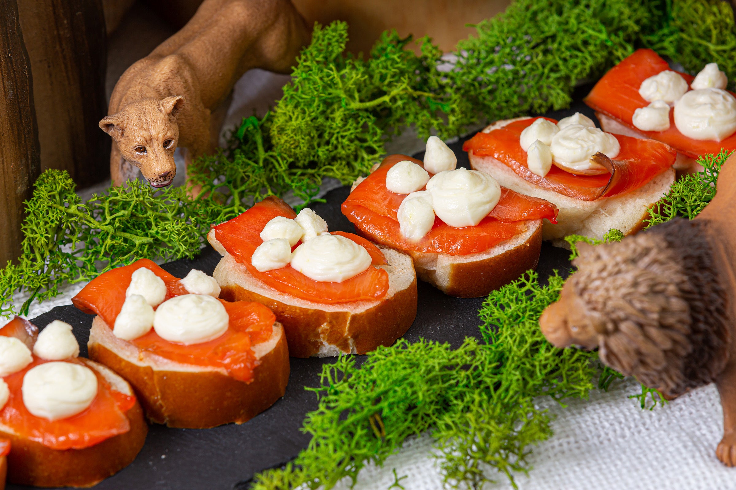 「サーモンとサワークリームの”肉球”ブルスケッタ」イメージ