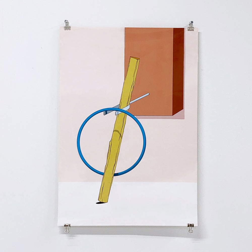 ねじれの位置　透明フィルムにアクリルガッシュ　2019　CIBONE 外苑前