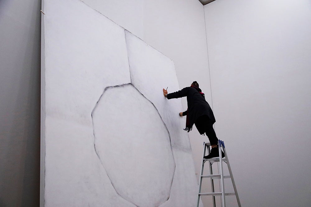 「スワンソングAのために」公開練習風景　”第20回 DOMANI ・明日展” 2018年 国立新美術館　photo：Kiichi Kawamura