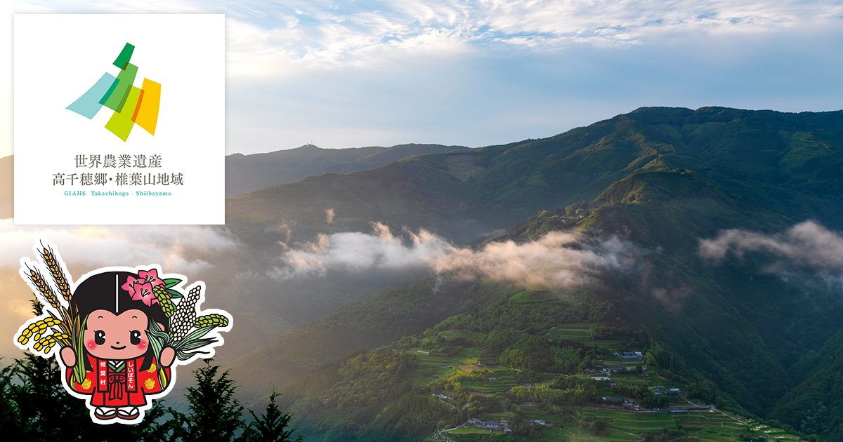 世界農業遺産にも認定されている高千穂郷・椎葉山地域で、椎葉のマチュピチュとも呼ばれ、山の上に広がる「仙人の棚田」。 公式マスコットキャラクターは、平清盛の末裔と言われている鶴富姫がモチーフの「おつるちゃん」。