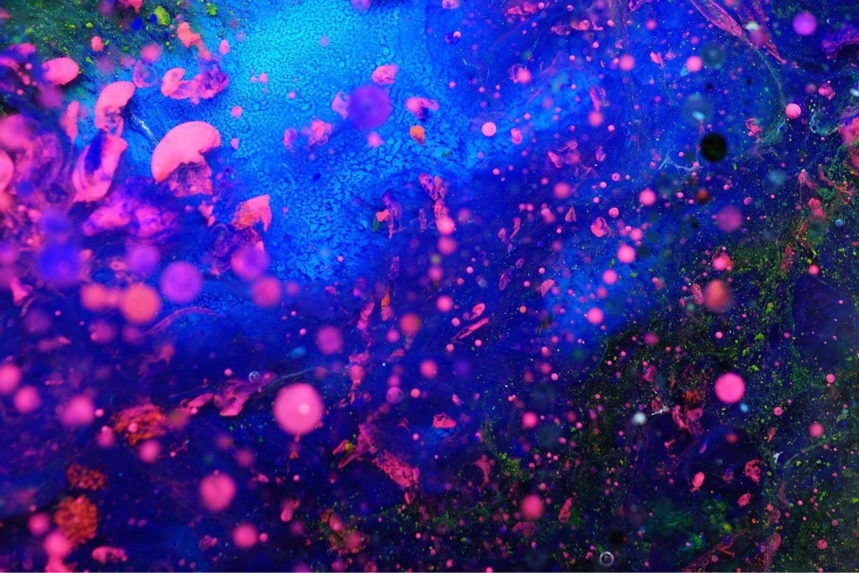 colored oil sea pink