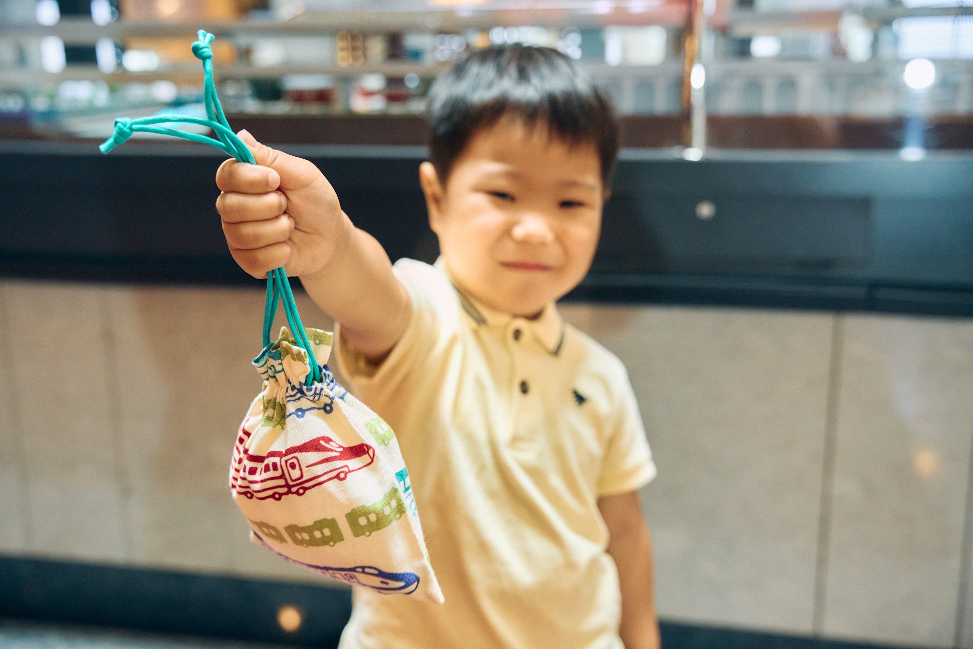 ホテルオリジナル電車柄巾着イメージ