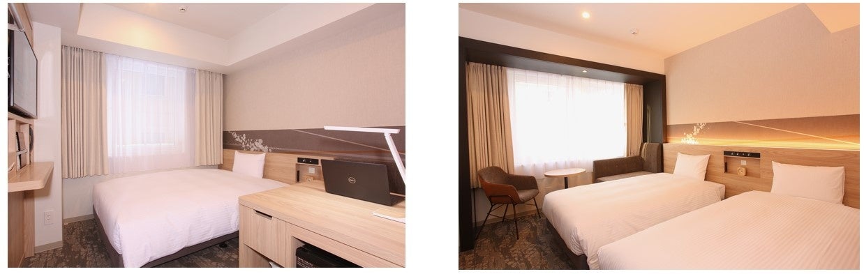 シングルルーム（左）、ツインルーム（右）