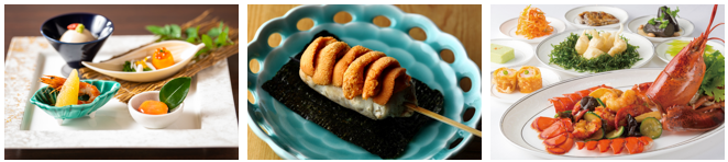 左：銀座むらき、中：焼鳥　月や、右：REIKASAI GINZA