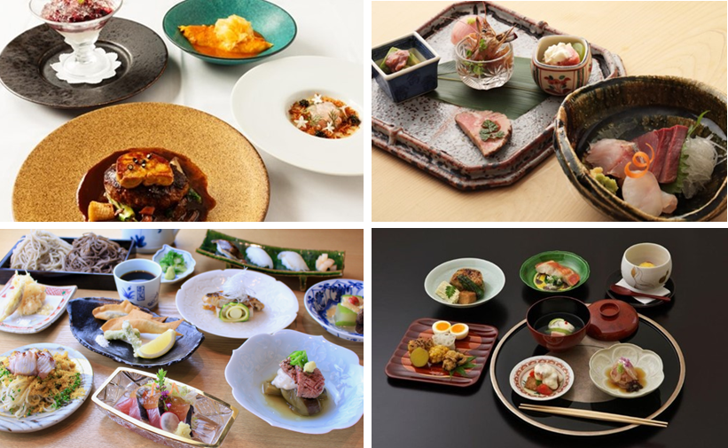 上左：morceau、上右：三分亭、下左：そばがみ、下右：南禅寺 瓢亭