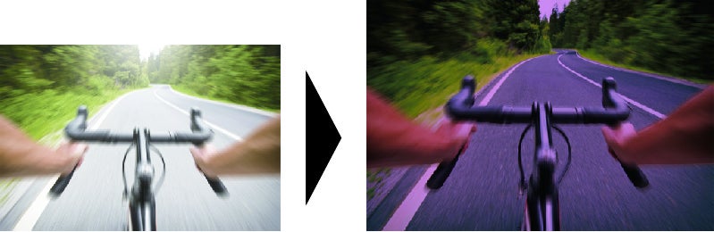 ULTRA LENS for CYCLING着用時の比較（イメージ）