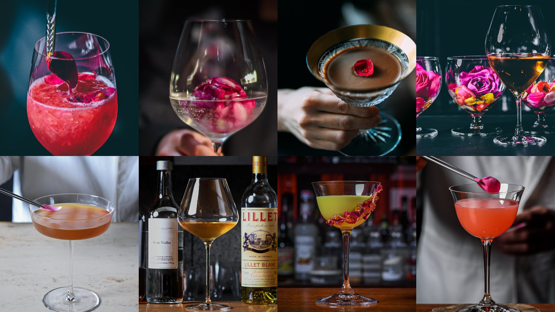 薔薇のカクテル、薔薇のお茶、薔薇のコーヒーのコラボレーション