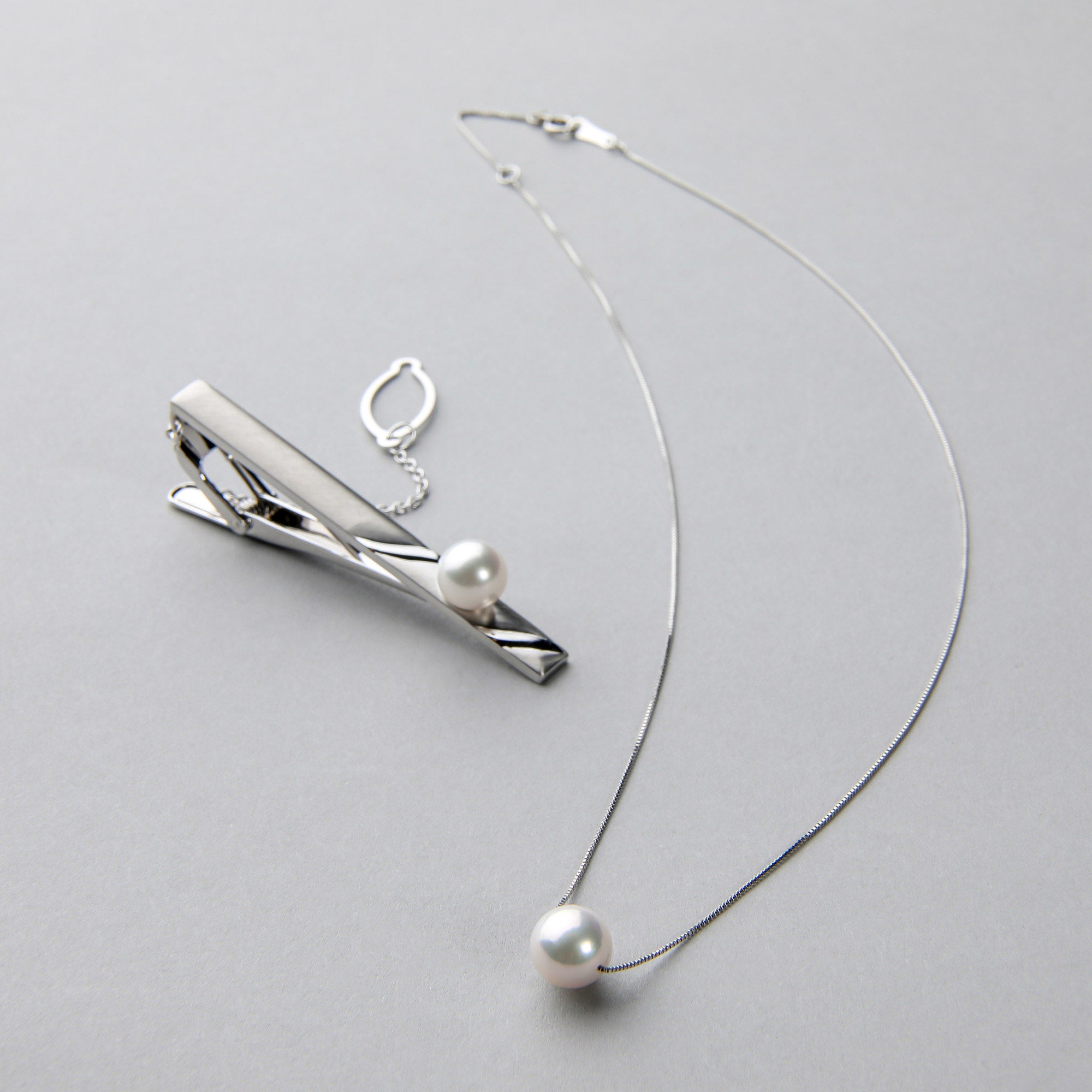 あこや真珠 1粒ペンダント & タイバー セット(A)