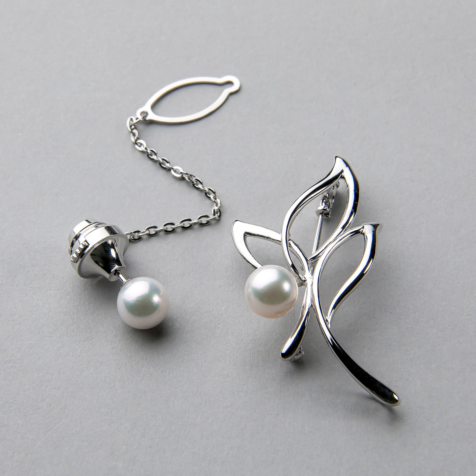 あこや真珠 ブローチ & ネクタイピン セット(B) 