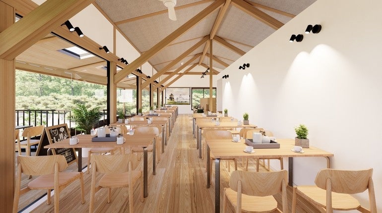 2階の様子。 外の景色を楽しんでいただけるようにゆったりとした設計