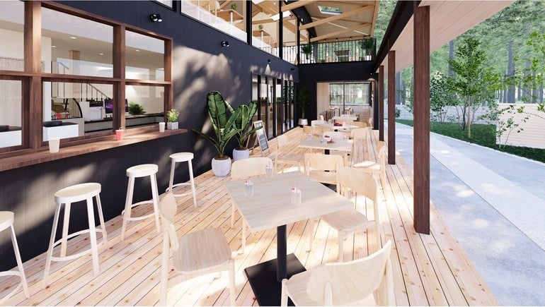 1階テラス席の様子。 庭の植生をお楽しみいただけます 