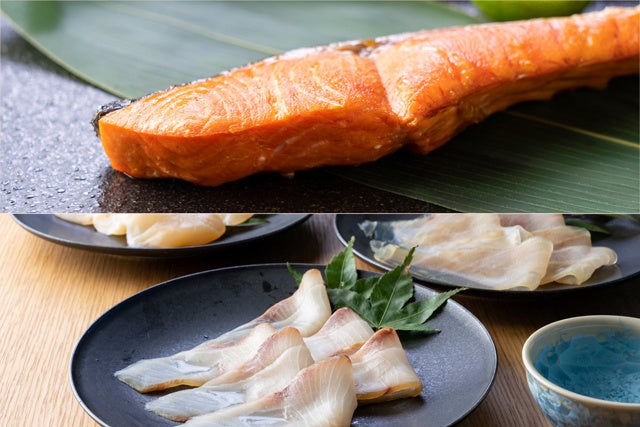 （2）『塩鮭切身2切 x 2パック（毎月）』＋『燻製2種（月替わり）』を毎月お届け（画像はイメージです）