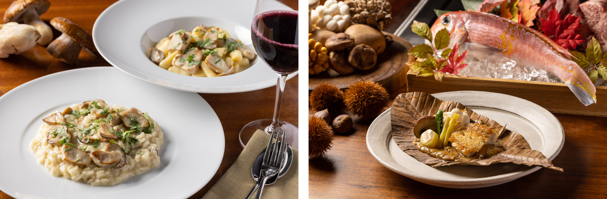 　フィオレンティーナ フレッシュポルチーニのメニュー　　　　　　　　けやき坂 「松茸ディナーコース」