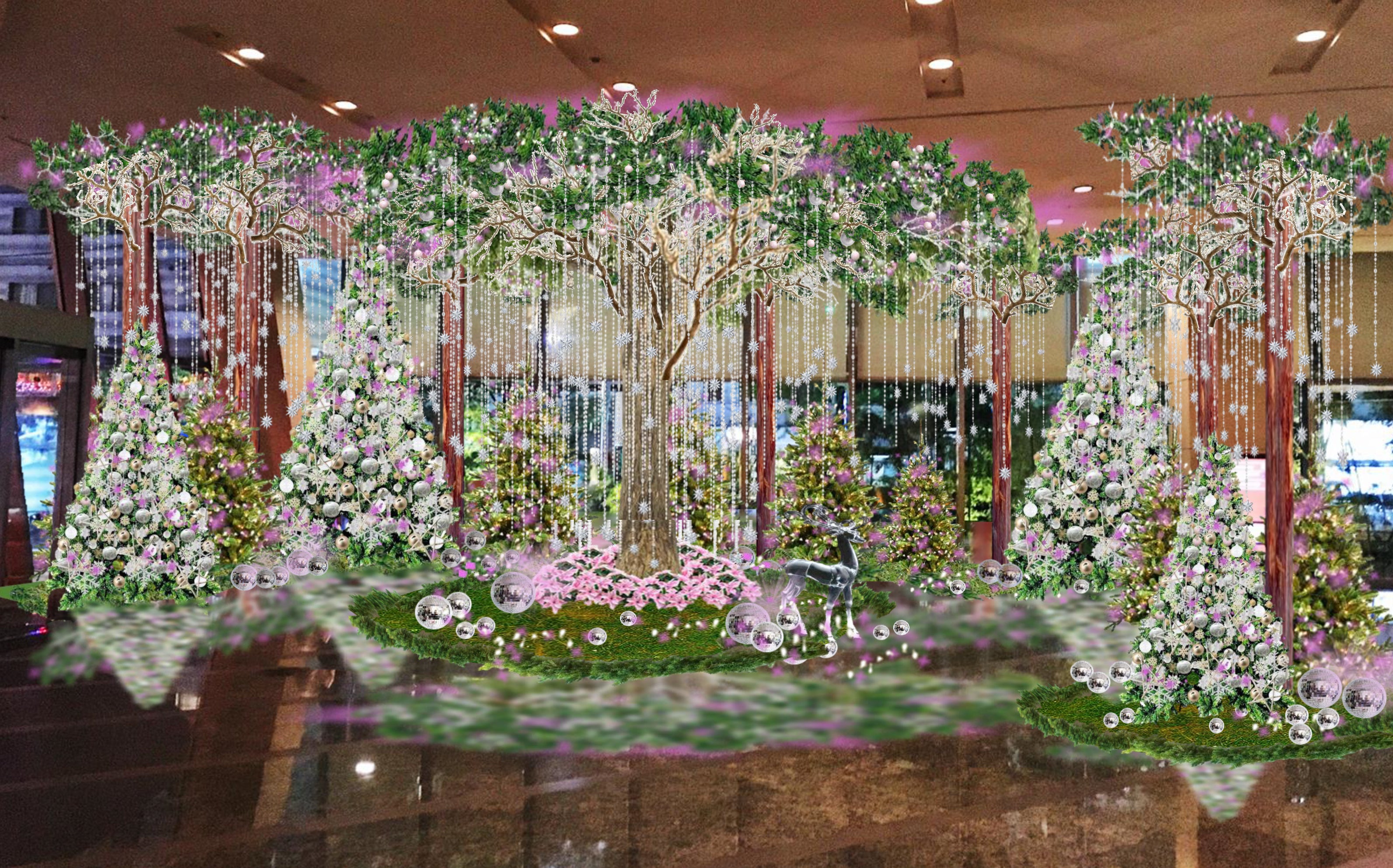 ロビーエリアのクリスマス デコレーション（イメージ）