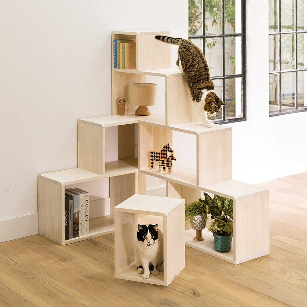 アウトレット品 ディノス 天然木 キャットタワー デスク パソコンデスク 仕事中もネコと仲良くすごせるキャットタワー付きデスク