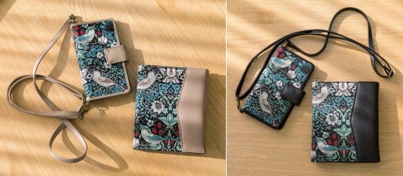 左からスマホケース(ベージュ)・お薬手帳ケース(ベージュ)・スマホケース(ブラック)・お薬手帳ケース(ブラック)