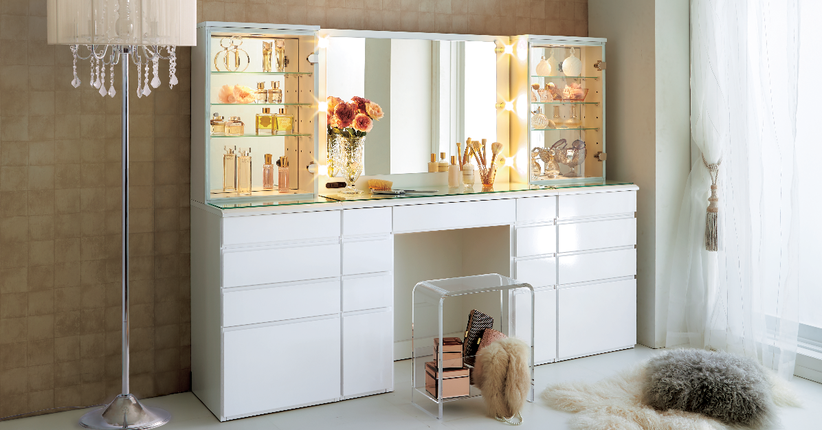 ぺホリ ニトリ ドレッサー 一台二役のドレッサーデスク(70-80D WH