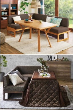 ステルスこたつヒーターダイニングテーブル（120cm）＋チェア2脚